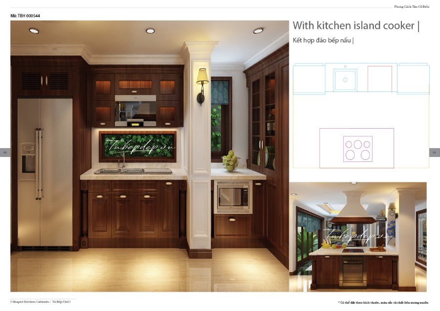 Thiết kế phòng bếp biệt thự tân cổ điển